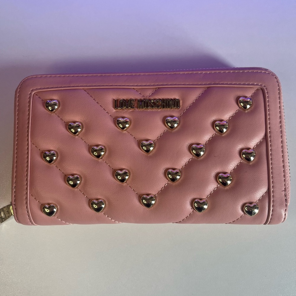 Love Moschino Pink Heart-Studded Wallet